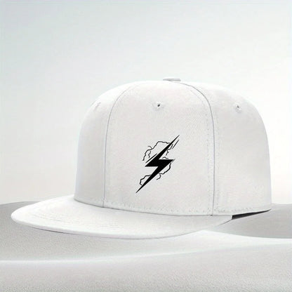Lightning Bolt Graphic Flat Brim Snapback Cap