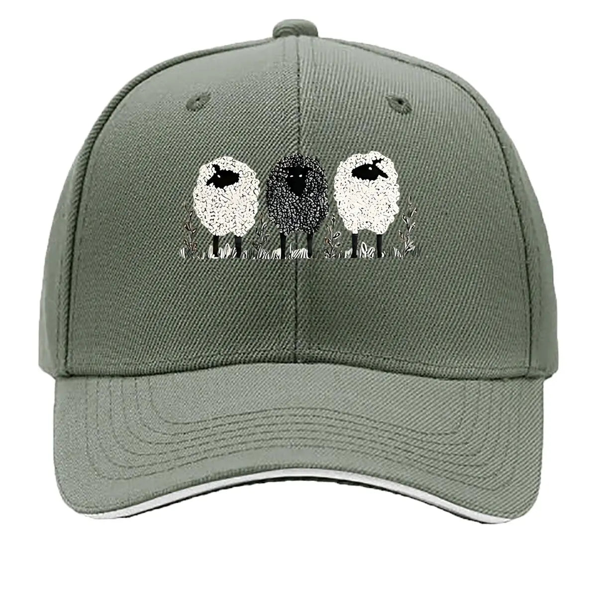 Vintage Three Lambs Print Adjustable Baseball Cap