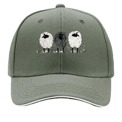 Vintage Three Lambs Print Adjustable Baseball Cap