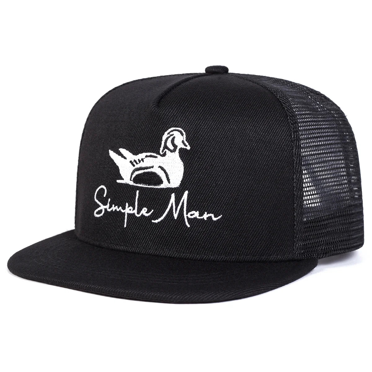 Unisex Simple Man Embroidered Mesh Snapback Cap
