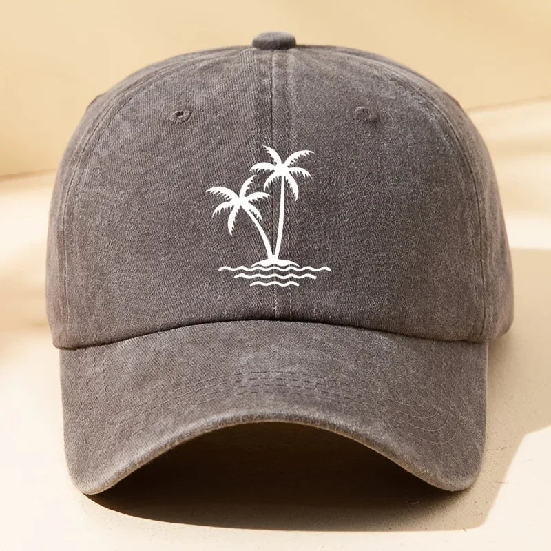 Vintage Palm Tree Washed Cotton Baseball Cap