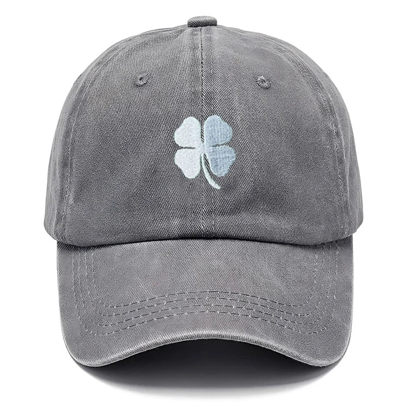 Lucky Clover Embroidery Vintage Washed Cotton Baseball Cap