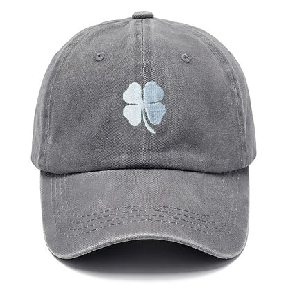 Lucky Clover Embroidery Vintage Washed Cotton Baseball Cap