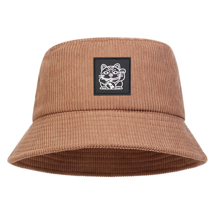 Lucky Cat Corduroy Bucket Hat