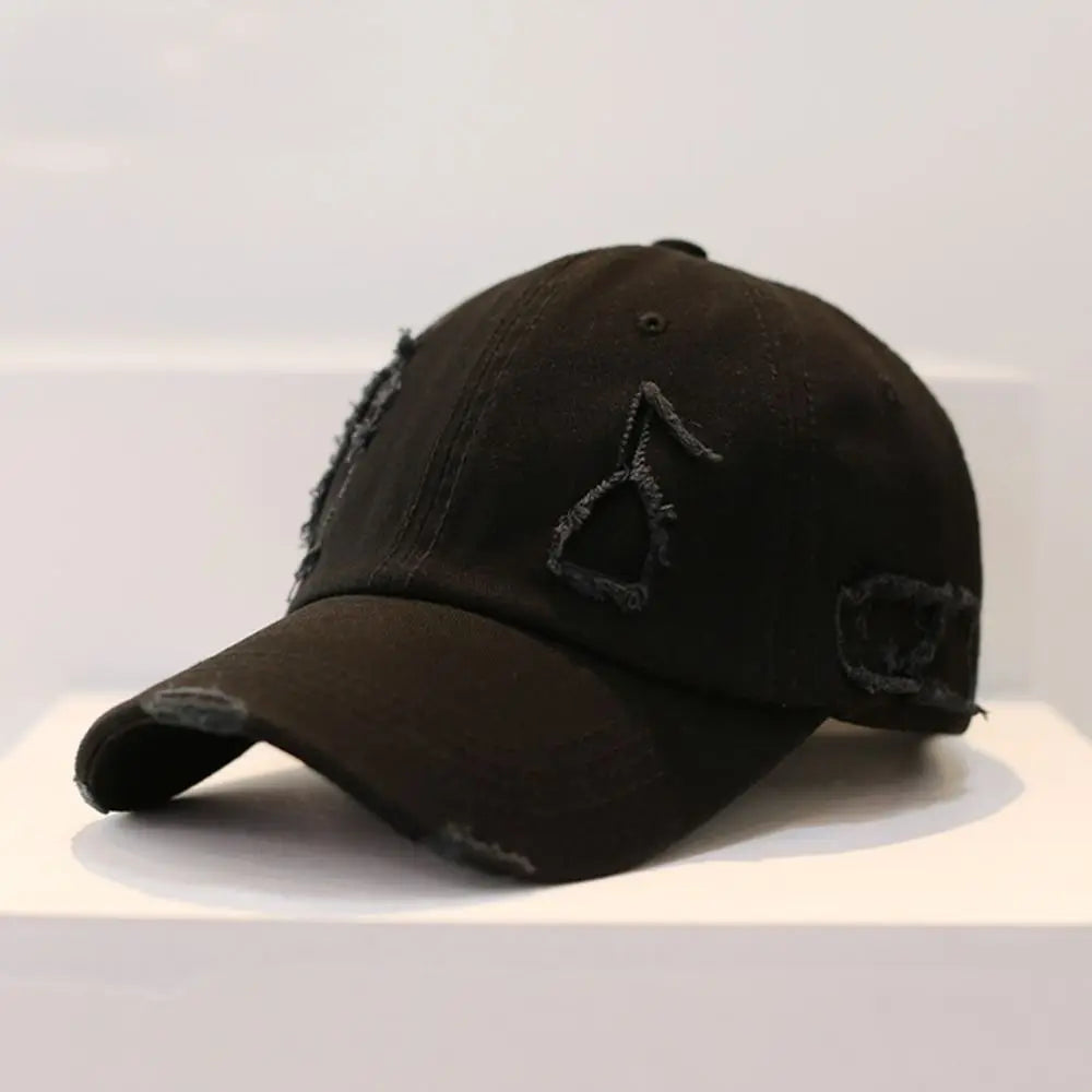 Trendy Worn Hole Letter Streetwear Baseball Cap