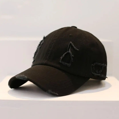 Trendy Worn Hole Letter Streetwear Baseball Cap