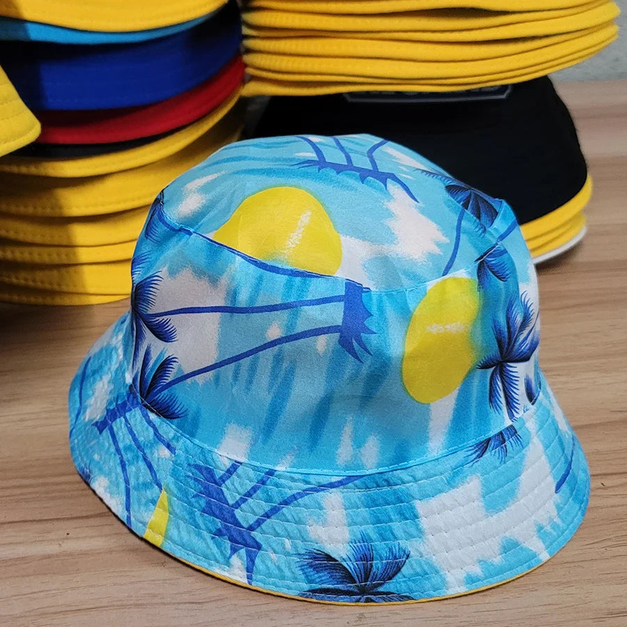 France Print Reversible Cotton Outdoor Fisherman Bucket Hat