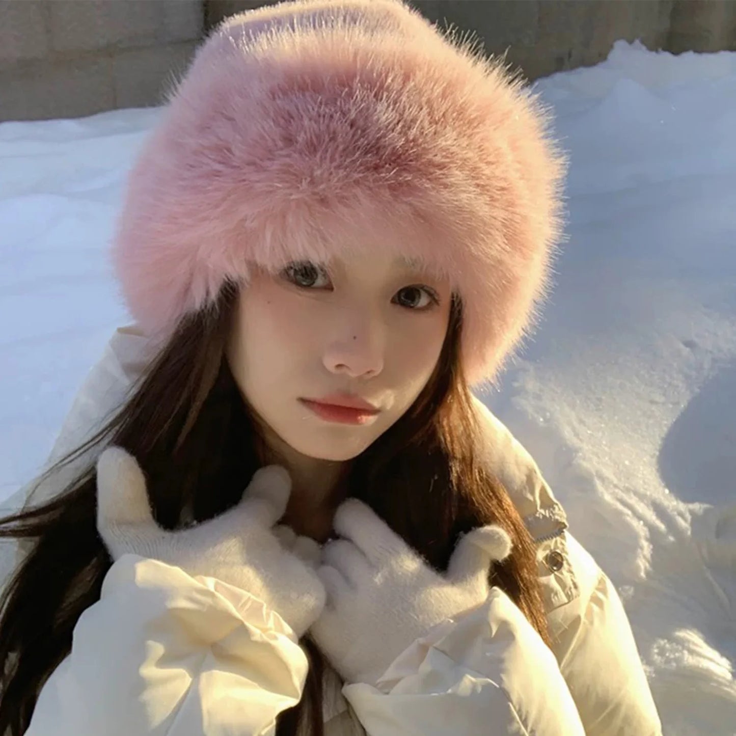 Mongolian Plush Fur Winter Bucket Hat