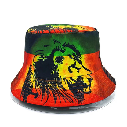 Rasta Lion Printed Double Sided Cartoon Bucket Hat