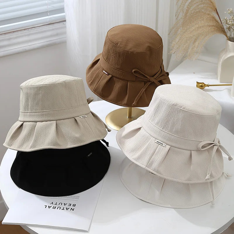 Women's Bucket Hat With Bow Adjustable