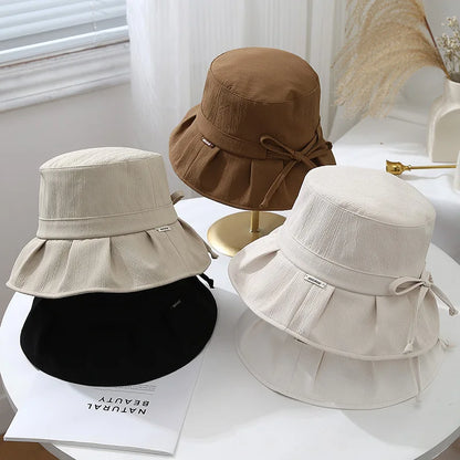 Women's Bucket Hat With Bow Adjustable