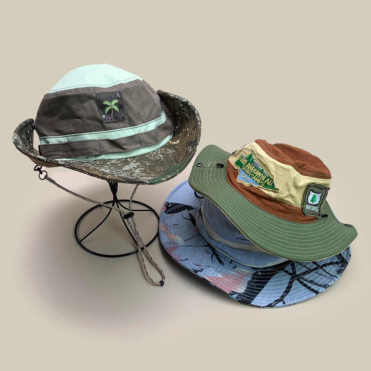 Retro Patch Color Block Bucket Hat