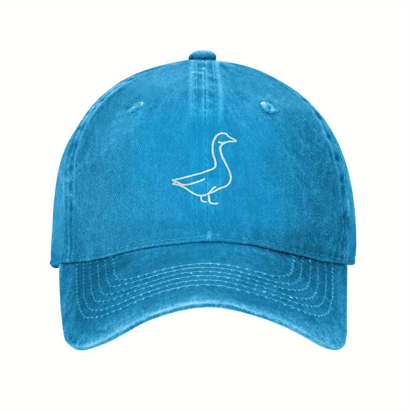 Goose Line Art Distressed Washed Baseball Cap