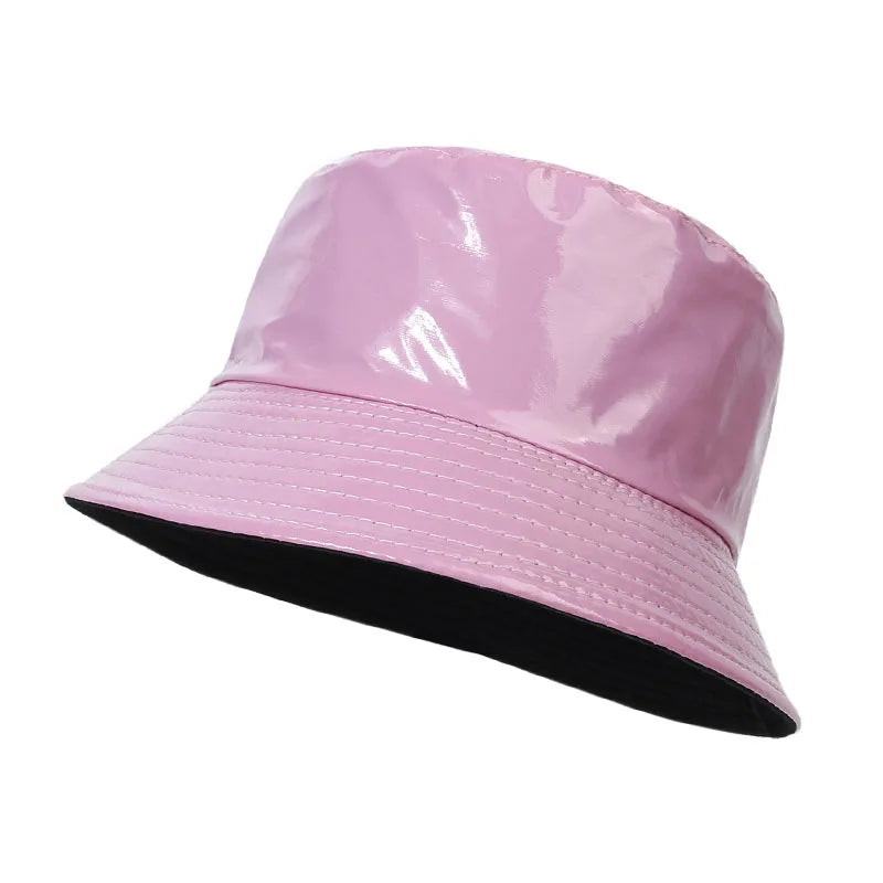 Shiny PU Leather Hip-Hop Bucket Hat