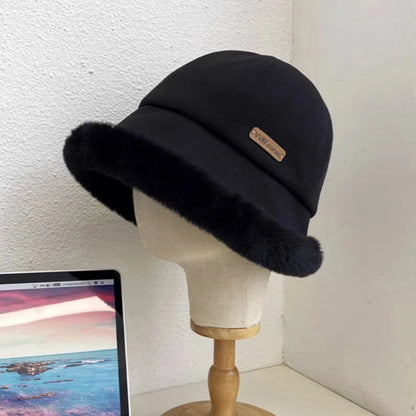 Fluffy Fur Bucket Hat Women Winter