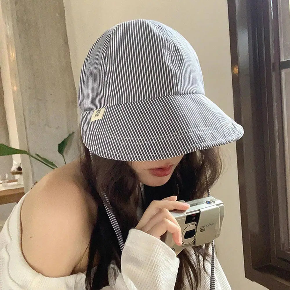 Wide Brim Stripe Sun Bucket Hat
