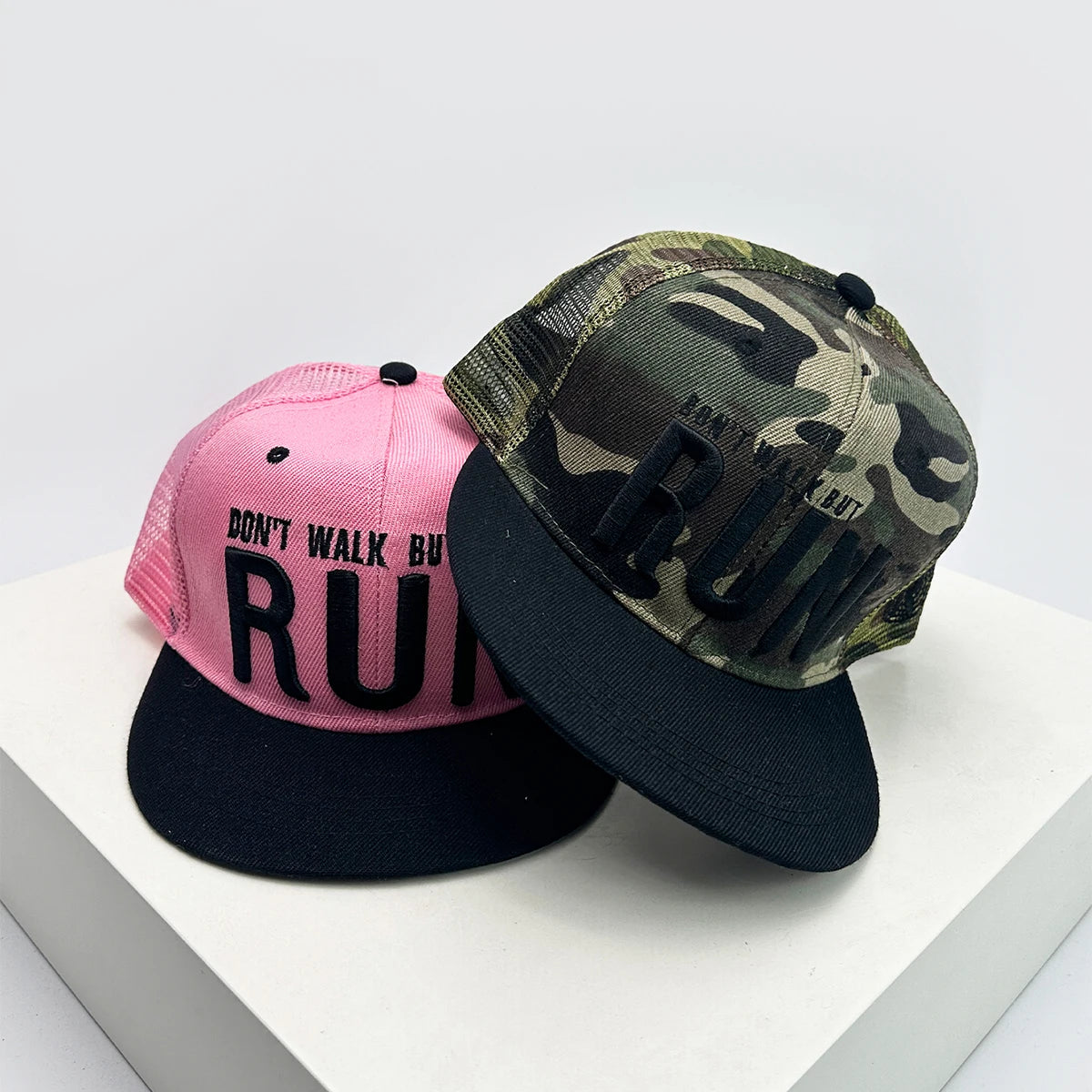 RUN Letter Color Block Snapback Cap