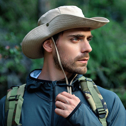 Men Waterproof Leather Chain Bucket Hat