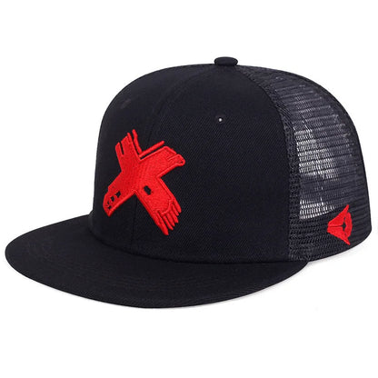 Simple Letter X Embroidery Hip Hop Snapback Cap