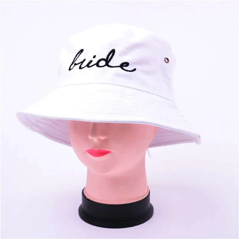 Squad Bride Embroidered Flat Top Foldable Bucket Hat