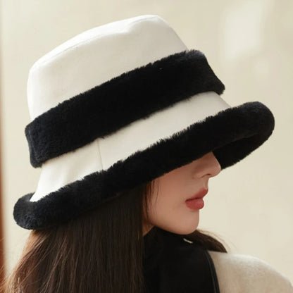 Women's Plush Bucket Hat with Ear Protection