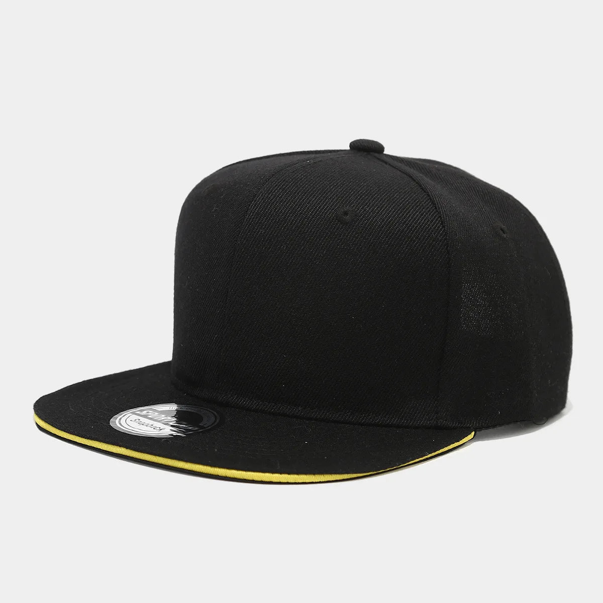 Solid Black Flat Brim Hip Hop Cap