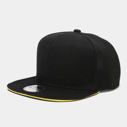 Solid Black Flat Brim Hip Hop Cap