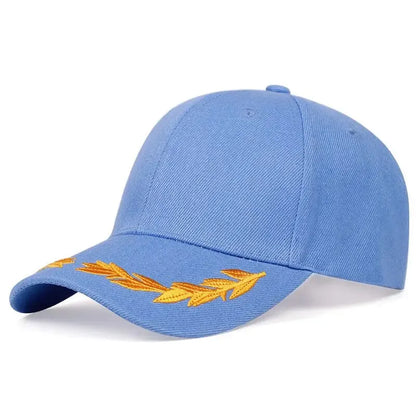 Unisex Hat Brim Wheat Ear Embroidery Snapback Baseball Caps