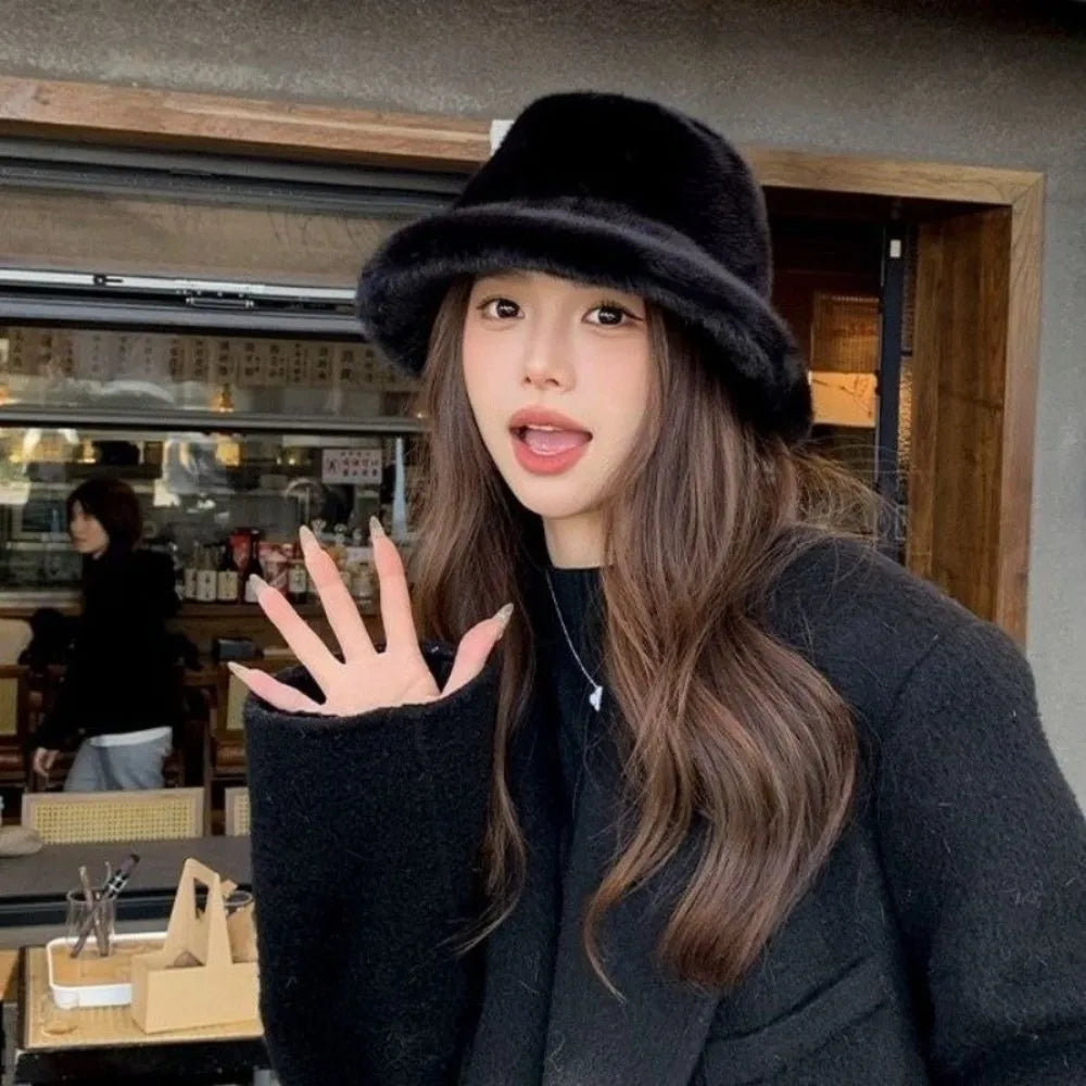 Windproof Fluffy Fur Winter Bucket Hat