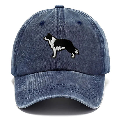Border Collie Embroidered Washed Cotton Baseball Cap