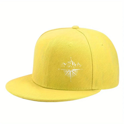 Compass Mountain Graphic Flat Brim Snapback Cap