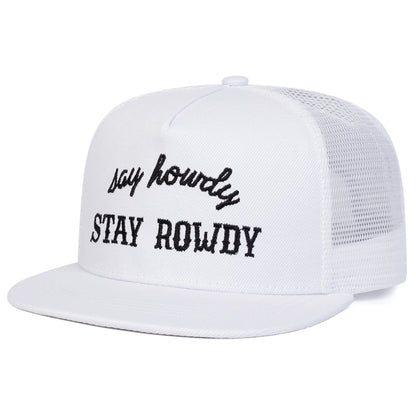 Unisex Stay Rowdy Embroidery Hip-hop Net Hats