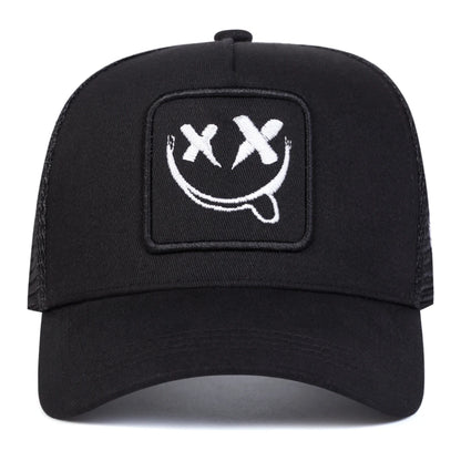 XX Smiling Face Embroidered Mesh Baseball Cap