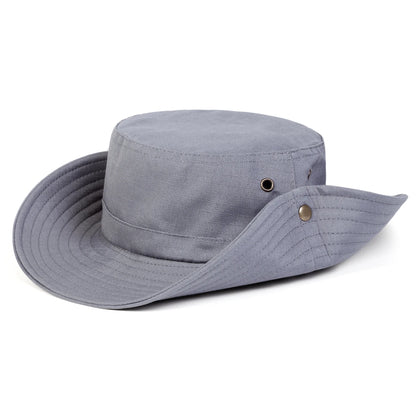 Men’s Plaid Camouflage Drawstring Wide Brim Bucket Hat