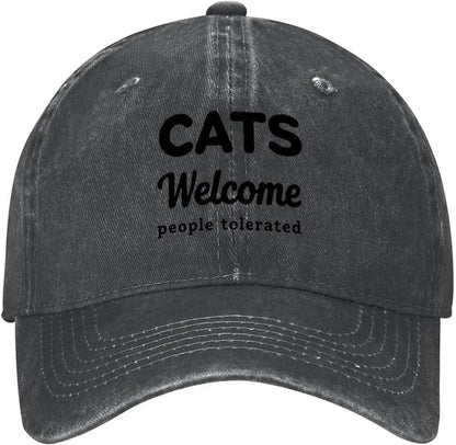 Cats Welcome People Tolerated Funny Cat Lover Baseball Cap