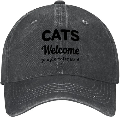 Cats Welcome People Tolerated Funny Cat Lover Baseball Cap