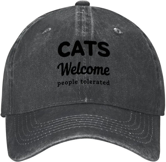 Cats Welcome People Tolerated Funny Cat Lover Baseball Cap