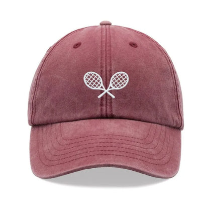 Retro Crossed Tennis Racket Baseball Cap
