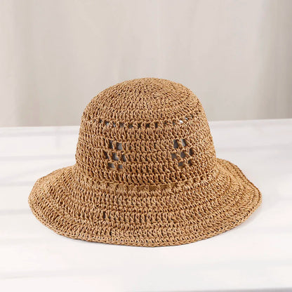 Y2K Korean Handwoven Straw Bucket Hat