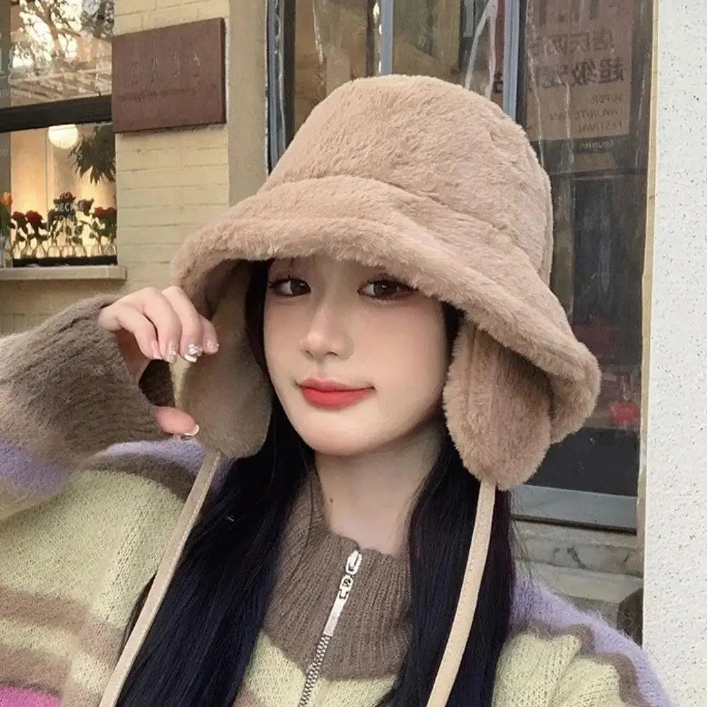 Unisex Faux Fur Bucket Hat with Ear Protection