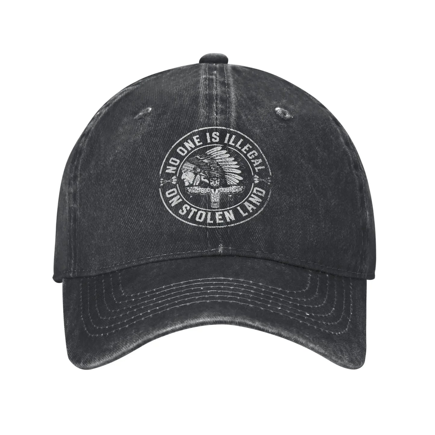 No One Is Illegal Distressed Cotton Baseball Cap
