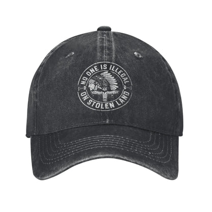 No One Is Illegal Distressed Cotton Baseball Cap