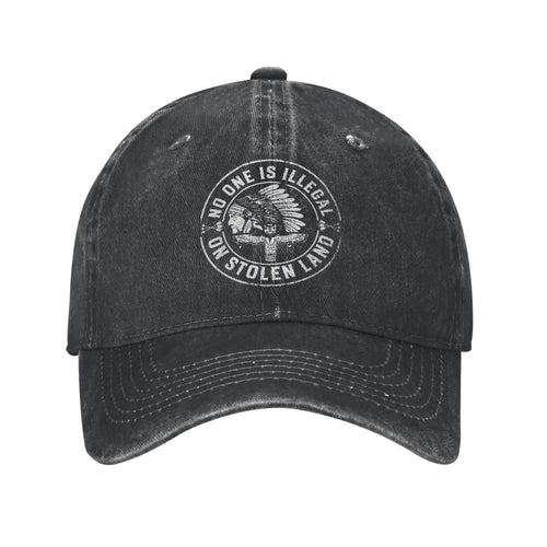 No One Is Illegal Distressed Cotton Baseball Cap