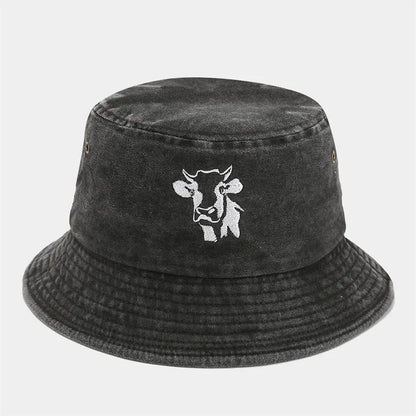 Four Seasons Animal Embroidered Cotton Bucket Hat