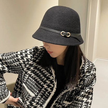Wool Cashmere Winter Bucket Hat Unisex Warm Fishing Cap