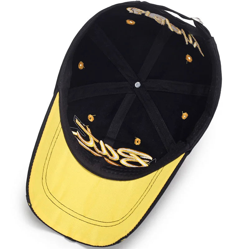 Broken Hole Bat Embroidered Hip Hop Baseball Cap