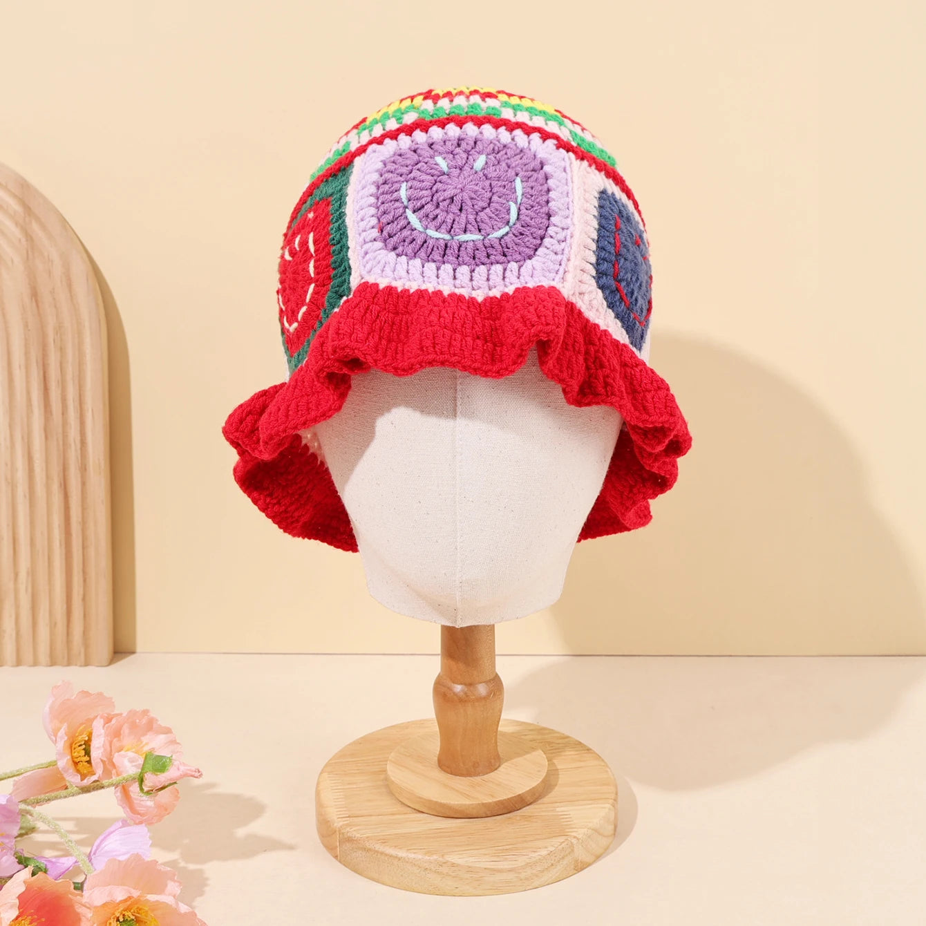 Handmade Knitted Lotus Edge Fisherman Hat