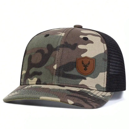 Unisex Deer Antlers Leather Label Baseball Net Caps