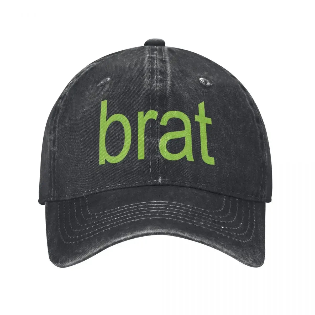 Brat Green Distressed Denim Baseball Cap