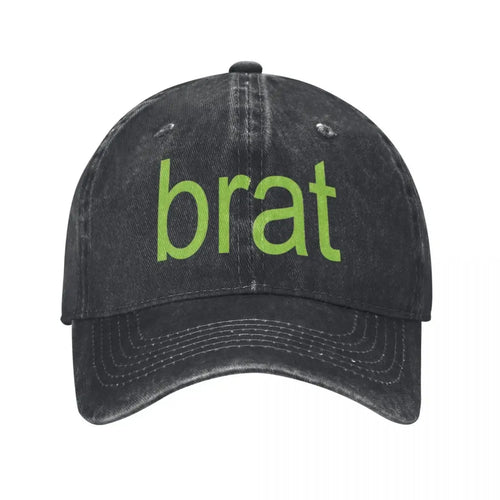Brat Green Distressed Denim Baseball Cap
